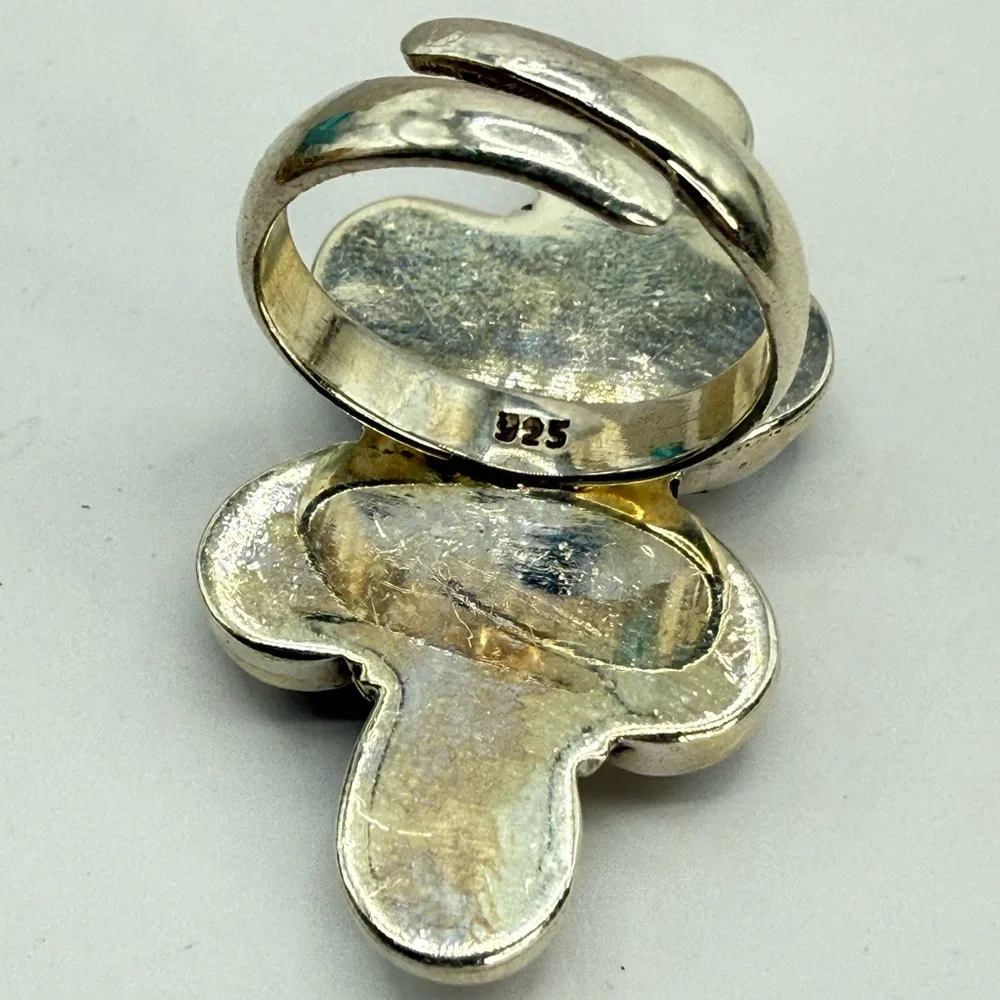 Sterling Silver Purple Dahlia Statement Ring – Size 8 Adjustable